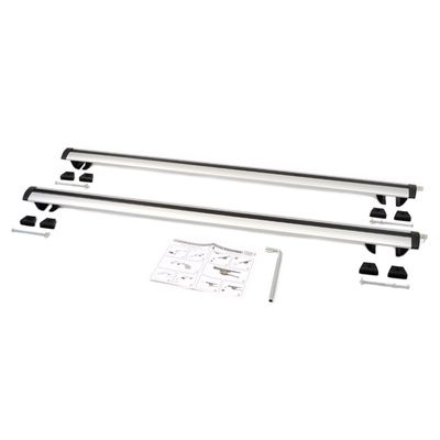 Багажник на рейлинги Amos Alfa для JEEP CHEROKEE KJ КРОССОВЕР 2001-2008 5 дв., с серебристыми крыловидными дугами 85 мм х 130 см с замками