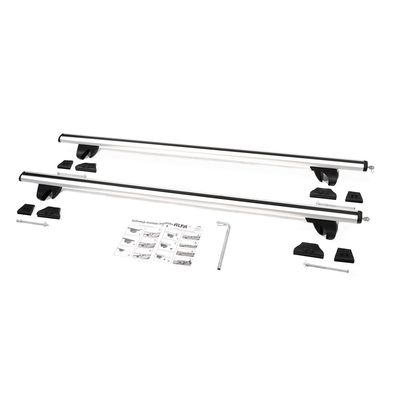 Багажник на рейлинги Amos Alfa для NISSAN PRIMERA W12 УНИВЕРСАЛ 2002-2007 5 дв., с аэродинамическими дугами 55 мм х 120 см с замками