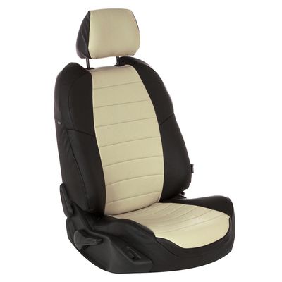 Авточехлы для FORD FOCUS 2 II 2005-2011 SEDAN, HATCHBACK, WAGON Ghia, Titanium, экокожа, чёрный/бежевый