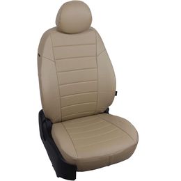 Авточехлы для MITSUBISHI L200 IV 2007-2013, экокожа, тёмно-бежевый/тёмно-бежевый