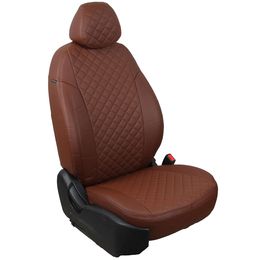 Авточехлы для TOYOTA HIGHLANDER I 2001-2007 за водительским креслом 40%, экокожа, вставка ромб, тёмно-коричневый/тёмно-коричневый