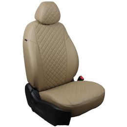 Авточехлы для OPEL ASTRA H 2004- SEDAN, HATCHBACK, экокожа, вставка ромб, тёмно-бежевый/тёмно-бежевый