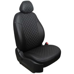 Авточехлы для SSANGYONG ACTYON II 2010-, экокожа, вставка ромб, чёрный/чёрный