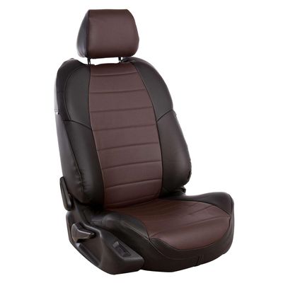 Авточехлы для FORD KUGA II 2012-, экокожа, чёрный/шоколад