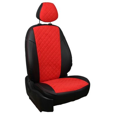Чехлы на сиденья для  HONDA CR-V IV 2012-, Алькантара ромб Чёрный + Красный