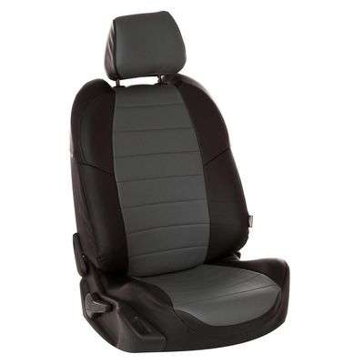 Авточехлы для HONDA CIVIC VIII 2006-2012 SEDAN, экокожа, чёрный/серый