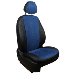 Чехлы на сиденья для  HONDA CR-V IV 2012-, Алькантара ромб Чёрный + Синий