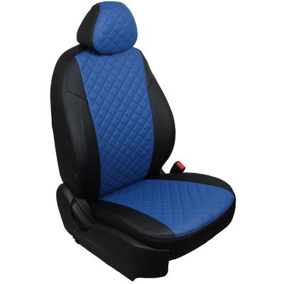 Чехлы на сиденья для  KIA K5 2020-, Ромб Чёрный + Синий