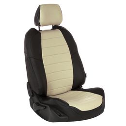 Авточехлы для MITSUBISHI OUTLANDER III 2012-, экокожа, чёрный/бежевый