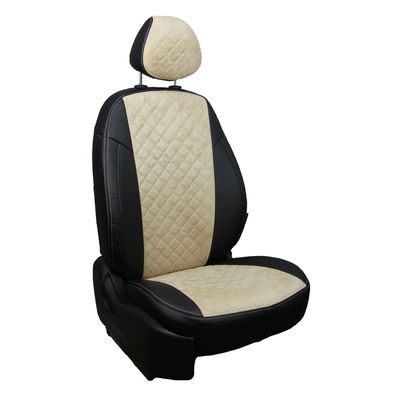 Чехлы на сиденья для  FORD KUGA II 2012-, Алькантара ромб Чёрный + Бежевый
