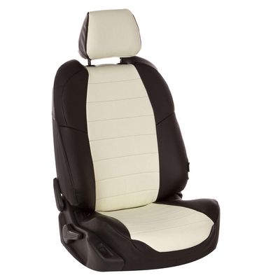 Авточехлы для HONDA CR-V III 2007-2012, экокожа, чёрный/белый