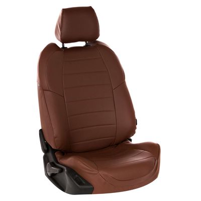 Авточехлы для KIA CERATO III 2013- SEDAN, экокожа, тёмно-коричневый/тёмно-коричневый