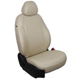 Авточехлы для TOYOTA CAMRY XV50 2011- SEDAN, экокожа, вставка ромб, бежевый/бежевый