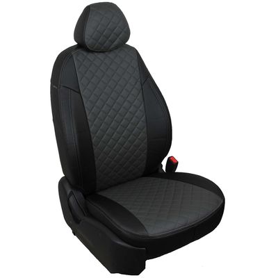 Чехлы на сиденья для  KIA K5 2020-, Ромб Чёрный + Тёмно-серый