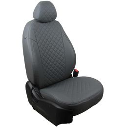 Авточехлы для NISSAN QASHQAI I 2006-2014, экокожа, вставка ромб, серый/серый