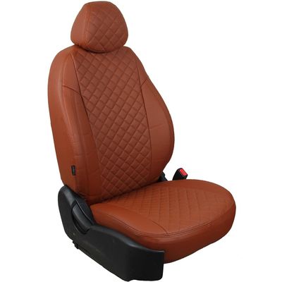 Авточехлы для NISSAN X-TRAIL T31 2007-2015, экокожа, вставка ромб, коричневый/коричневый