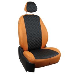 Чехлы на сиденья для  RENAULT DUSTER I 2015- рестайлинг 40/60 Nissan Terrano III 2017-, Ромб Оранжевый + Чёрный