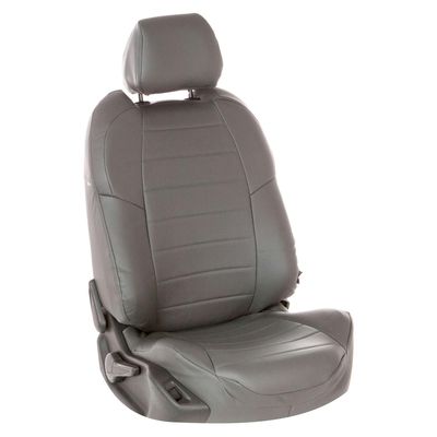 Авточехлы для RENAULT SANDERO II 2014- с подушками безопасности, экокожа, серый/серый