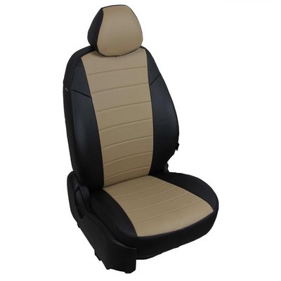 Чехлы на сиденья для  FORD TRANSIT VII 2006-2015 3 места, Экокожа Чёрный + Тёмно-бежевый