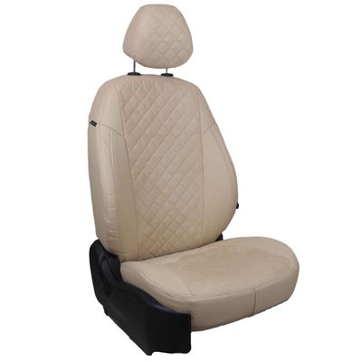 Чехлы на сиденья для  KIA K5 2020-, Алькантара ромб Бежевый + Бежевый