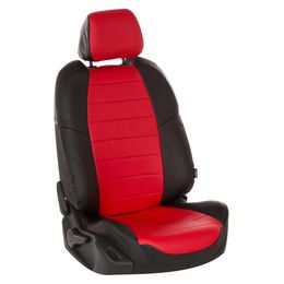 Чехлы на сиденья для  MAZDA CX-5 2011-2017 40/60 DIRECT DRIVE, Экокожа Чёрный + Красный