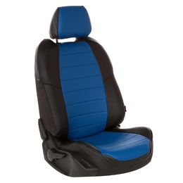 Авточехлы для AUDI A6 C7 2011- SEDAN, экокожа, чёрный/синий