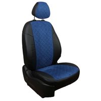 Чехлы на сиденья для  KIA OPTIMA IV 2016- Hyundai Sonata LF 2014-, Алькантара ромб Чёрный + Синий