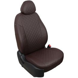 Авточехлы для MITSUBISHI PAJERO SPORT III 2015-, экокожа, вставка ромб, шоколад/шоколад