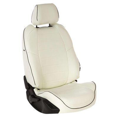 Авточехлы для RENAULT SANDERO II 2014- с подушками безопасности, экокожа, белый/белый