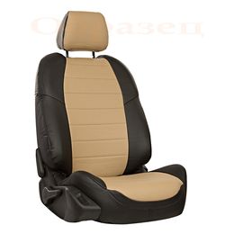 Чехлы на сиденья из экокожи для KIA SPORTAGE III 2010-2015, чёрный/бежевый