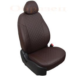 Чехлы на сиденья из экокожи для SKODA OCTAVIA II, A5 2008-2013 40/60, задняя спинка раздельная, вставка ромб, шоколад/шоколад