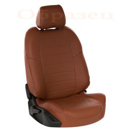 Чехлы на сиденья из экокожи для SKODA OCTAVIA II, A5 2008-2013 40/60, задняя спинка раздельная, коричневый/коричневый