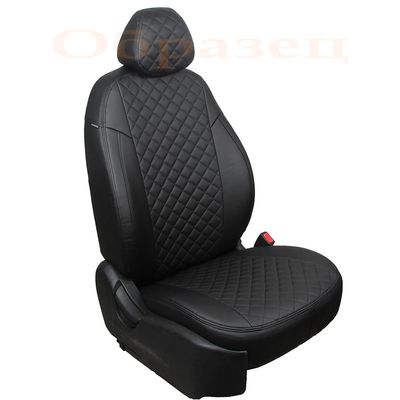 Чехлы из экокожи KIA CERATO IV 2018-, вставка ромб, чёрный/чёрный