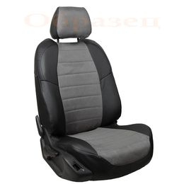 Чехлы на сиденья из экокожи для MITSUBISHI LANCER IX 2003-2007, чёрный/серый алькантара