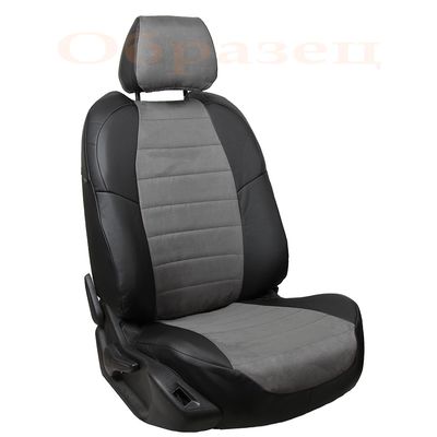 Чехлы из экокожи MITSUBISHI LANCER IX 2003-2007, чёрный/серый алькантара Чехлы из экокожи MITSUBISHI LANCER IX 2003-2007, чёрный/серый алькантара
