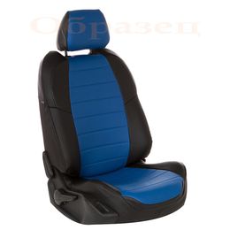Чехлы на сиденья из экокожи для TOYOTA CAMRY VII V50 2011-2017, чёрный/синий