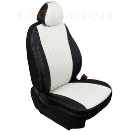 Чехлы на сиденья из экокожи для TOYOTA COROLLA 2007-2012, вставка ромб, чёрный/белый