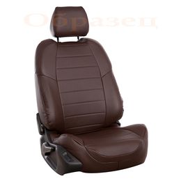 Чехлы на сиденья из экокожи для RENAULT SANDERO II 2014- 40/60 задняя спинка раздельная, шоколад/шоколад