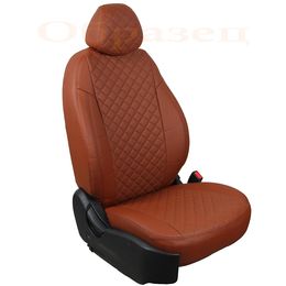 Чехлы на сиденья из экокожи для CHEVROLET AVEO II T300 2012-, вставка ромб, коричневый/коричневый