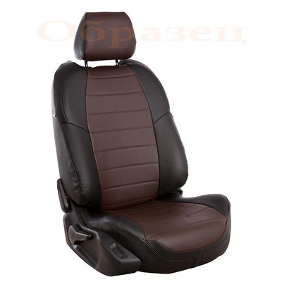 Чехлы из экокожи RENAULT DUSTER, SANDERO 2011-2014 40/60, задняя спинка раздельная, чёрный/шоколад