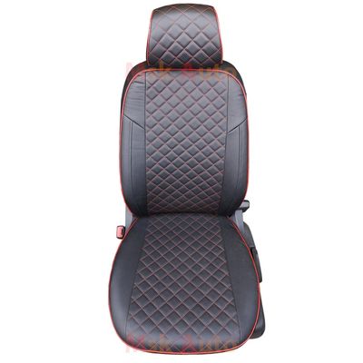 Чехлы на сиденья для FORD KUGA II 2012- TREND из экокожи, вставка ромб, чёрный/чёрный/красный/красный кант Чехлы на сиденья для FORD KUGA II 2012- TREND из экокожи, вставка ромб, чёрный/чёрный/красный/красный кант