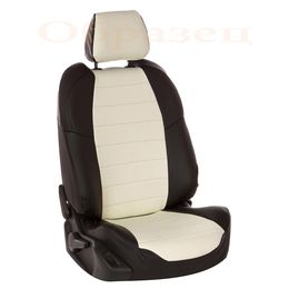 Чехлы на сиденья из экокожи для VOLKSWAGEN PASSAT B5, B5+ 1997-2005 40/60, задняя спинка раздельная, чёрный/белый