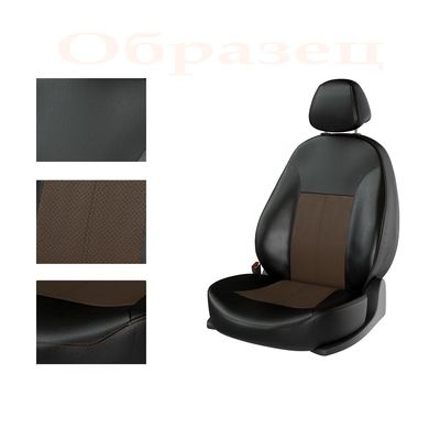 Авточехлы для HYUNDAI I40 2012- задняя спинка раздельная, чёрный/коричневый/коричневый