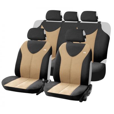 Чехлы на сиденья трикотаж «TROPHY PLUS», чёрный/бежевый, универсальные, 10294