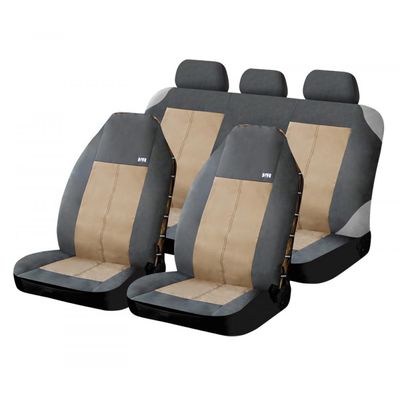 Чехлы на сиденья водоотталкивающая ткань «EXPLORER», чёрный/бежевый, универсальные, 10307