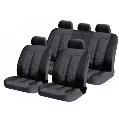 Чехлы на сиденья искусственная кожа/алькантара «CARRERA», чёрный/чёрный, универсальные, 10335