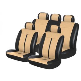 Чехлы на сиденья искусственная кожа «BUFFALO», чёрный/бежевый, универсальные, 10043