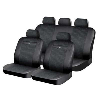 Чехлы на сиденья искусственная кожа/жаккард «MARSHAL» Черный 10511, чёрный/чёрный, универсальные, 10511