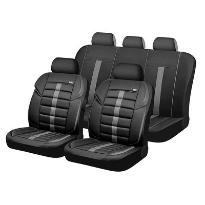 Чехлы на сиденья комбинированные «GTR», чёрный/серый/серый, универсальные, 10522