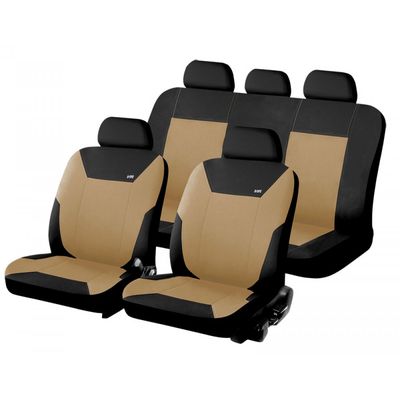 Чехлы на сиденья трикотаж «CORSAR», чёрный/бежевый, универсальные, 10347